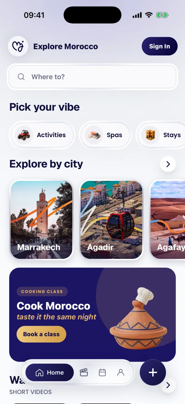 The MaJourneys app home screen